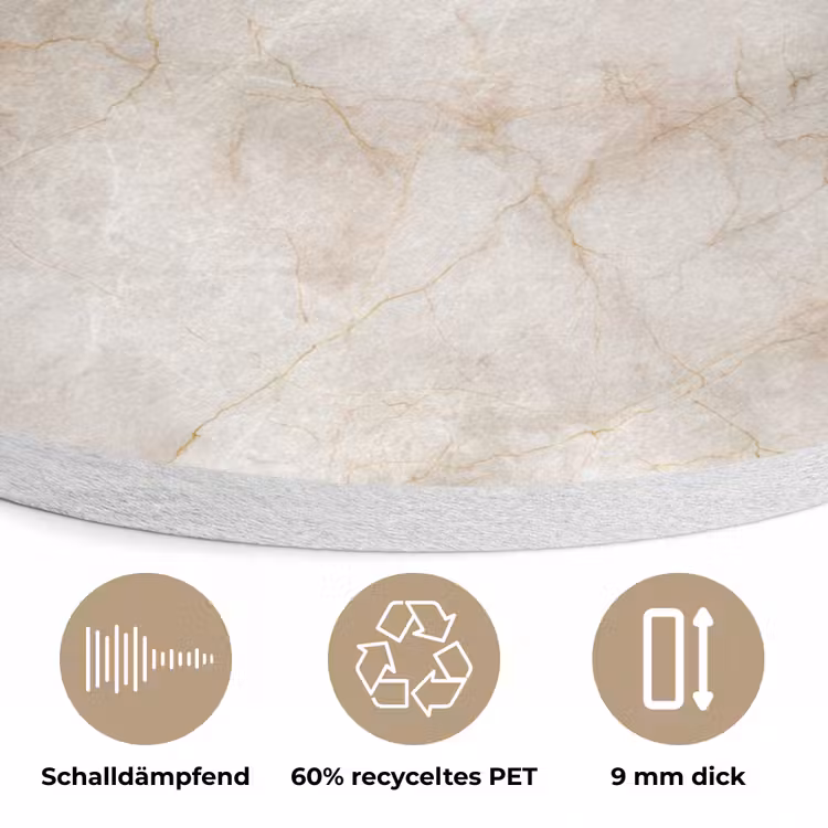 Lichtbeige - Goudbruine Nerven - Marmer Akoestische PET Vilt - Rond klein 838 -closeup_DE