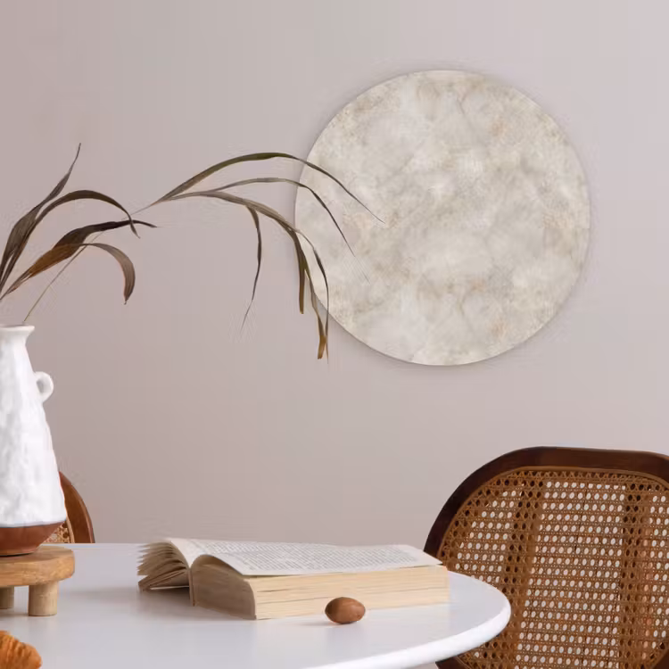 Lichtbeige - Goudbruine Nerven - Marmer Akoestische PET Vilt - Rond klein 838 -sfeer3