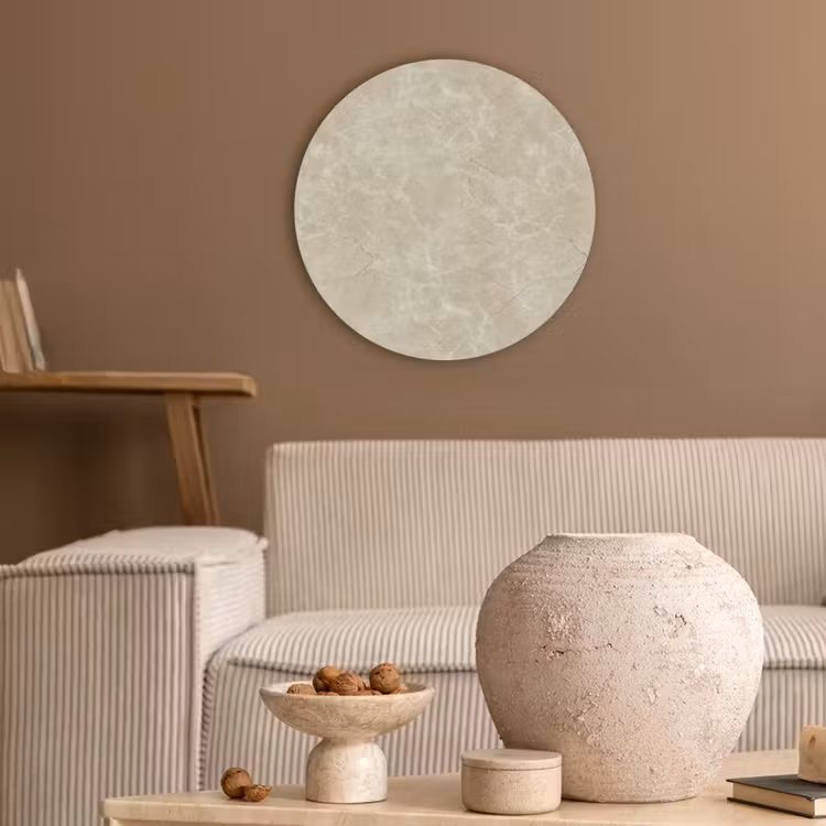Lichtbeige - Marmer - Diffusie adering Akoestische PET Vilt - Rond klein 838 -sfeer1