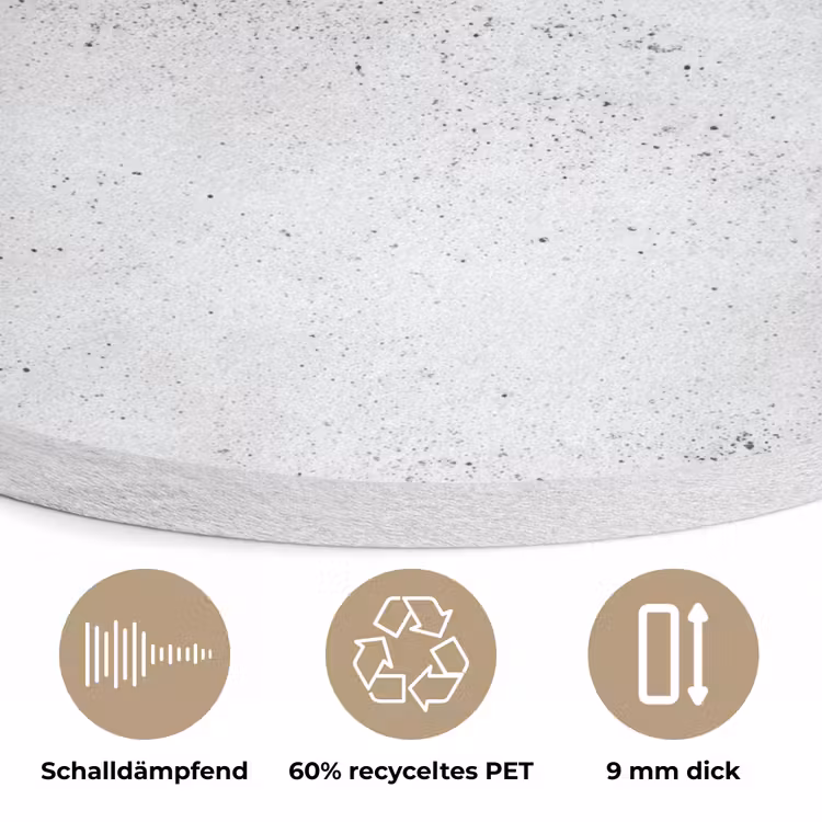 Lichtgrijs - Betonstructuur - Subtiel Akoestische PET Vilt - Rond klein 838 -closeup_DE