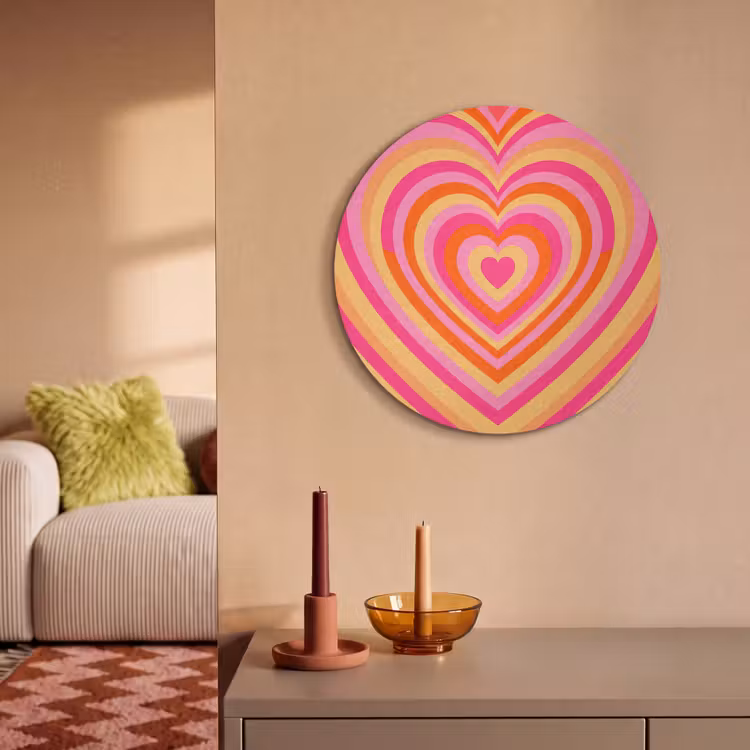 Hart - Concentrisch - Abstract - Liefde - Kleurrijk Akoestische PET Vilt - Rond klein -sfeer1