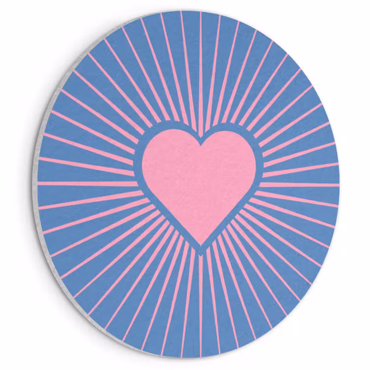 Hart - Stralen - Liefde - Modern - Roze Akoestische PET Vilt - Rond klein -3d