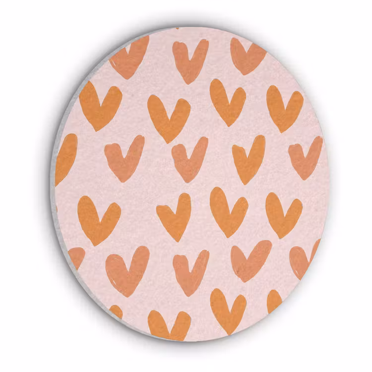 Hartjes - Getekend - Oranje Akoestische PET Vilt - Rond klein 838 -3d