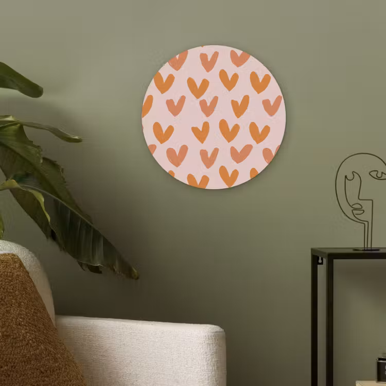 Hartjes - Getekend - Oranje Akoestische PET Vilt - Rond klein 838 -sfeer2