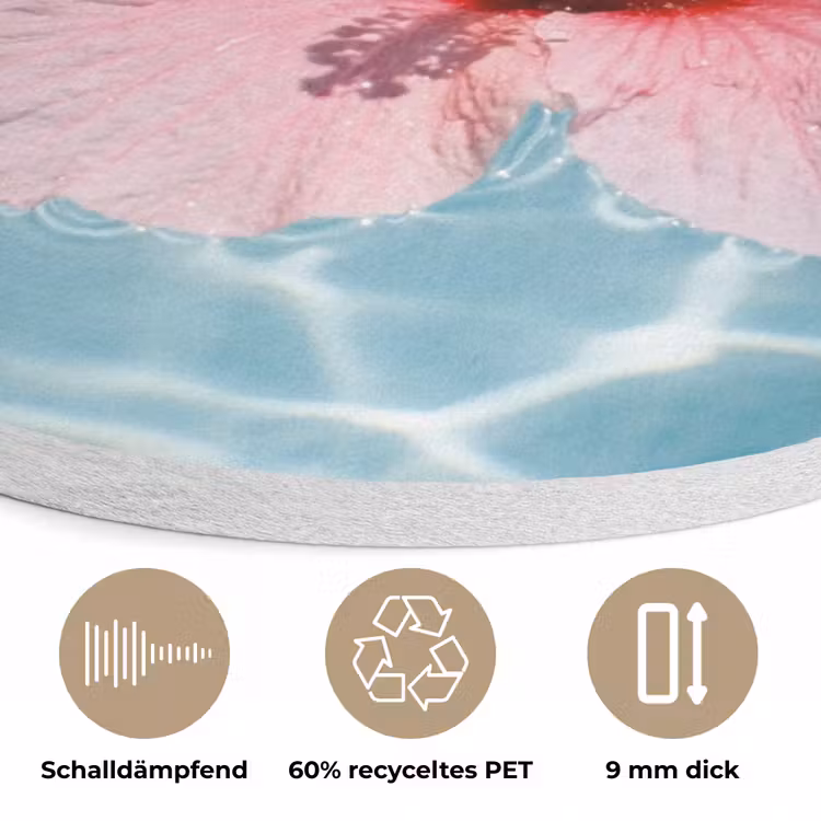 Hibiscus - Water - Roze Akoestische PET Vilt - Rond klein -closeup_DE
