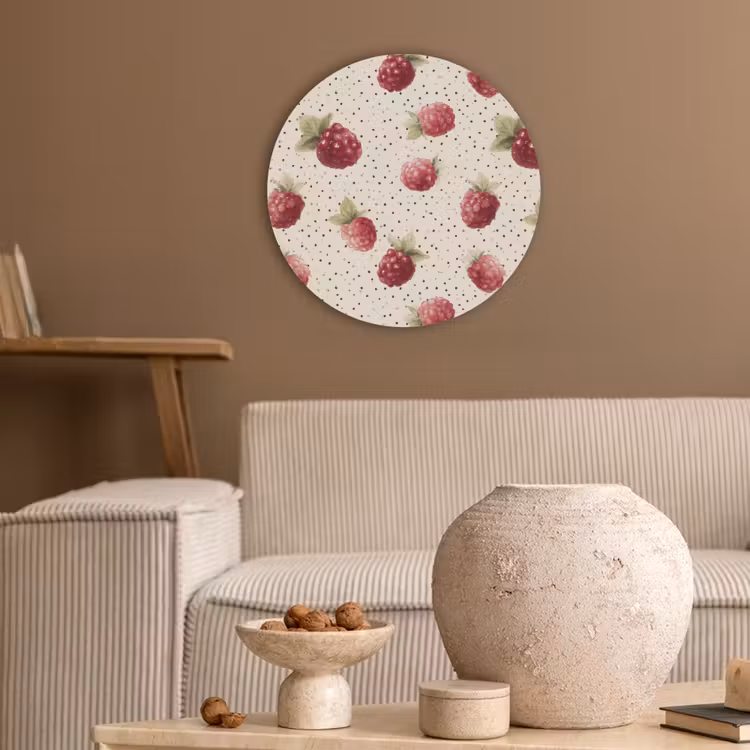 Framboos - Stippen - Rood Akoestische PET Vilt - Rond klein 838 -sfeer1