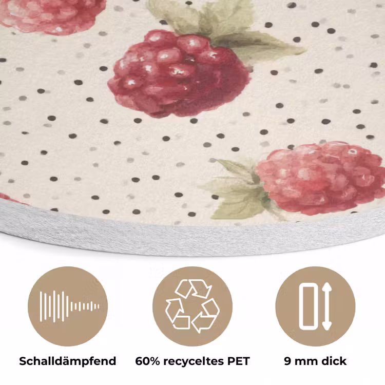 Framboos - Stippen - Rood Akoestische PET Vilt - Rond klein 838 -closeup_DE