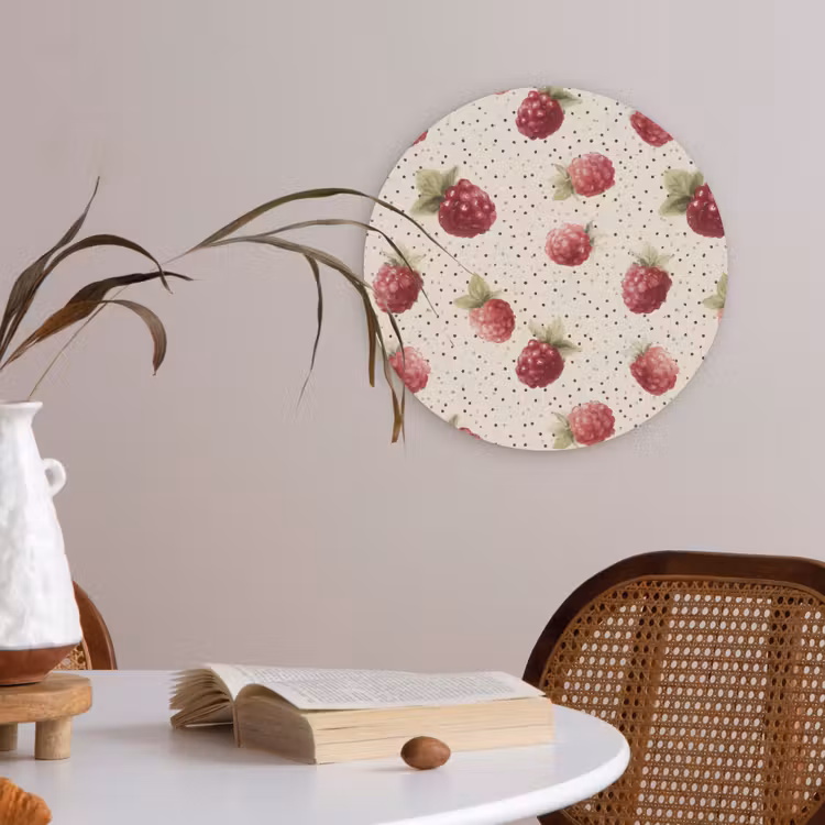 Framboos - Stippen - Rood Akoestische PET Vilt - Rond klein 838 -sfeer3