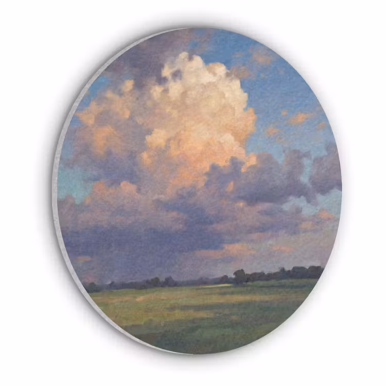 Lucht - Wolken - Landschap - Modern - Oranje Akoestische PET Vilt - Rond klein -3d