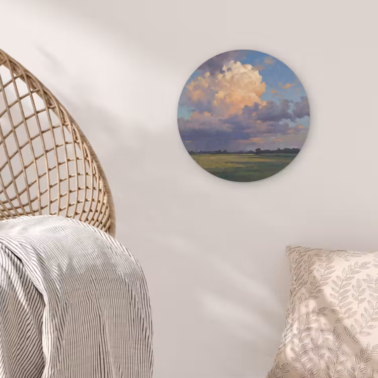 Lucht - Wolken - Landschap - Modern - Oranje Akoestische PET Vilt - Rond klein -sfeer4