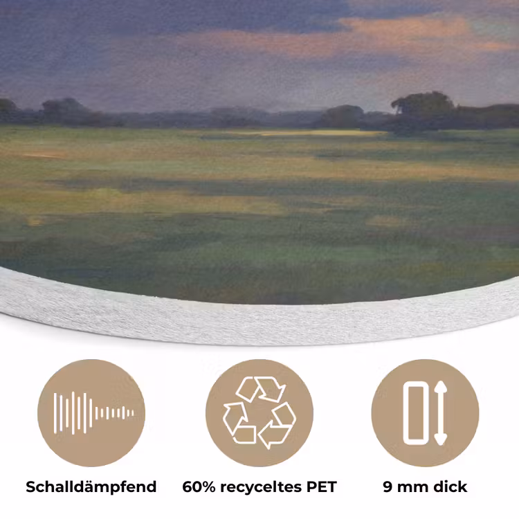 Lucht - Wolken - Landschap - Modern - Oranje Akoestische PET Vilt - Rond klein -closeup_DE