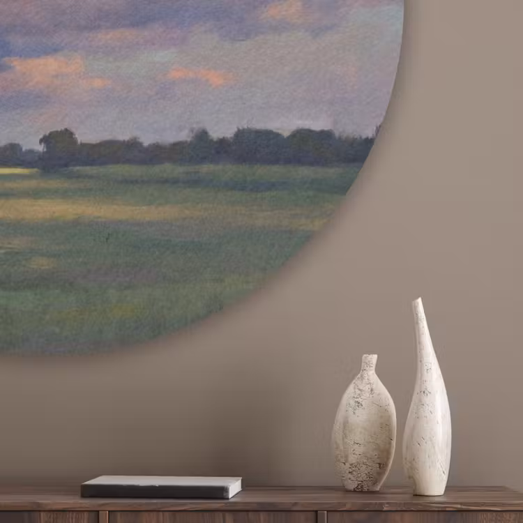 Lucht - Wolken - Landschap - Modern - Oranje Akoestische PET Vilt - Rond klein -sfeer5_closeup