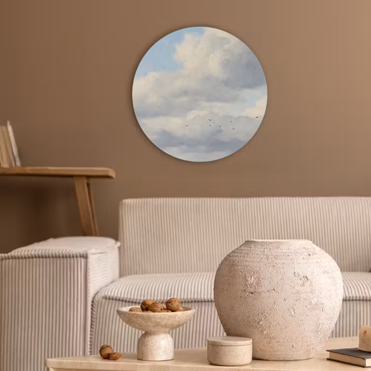 Lucht - Wolken - Natuur - Klassiek - Blauw Akoestische PET Vilt - Rond klein -sfeer1