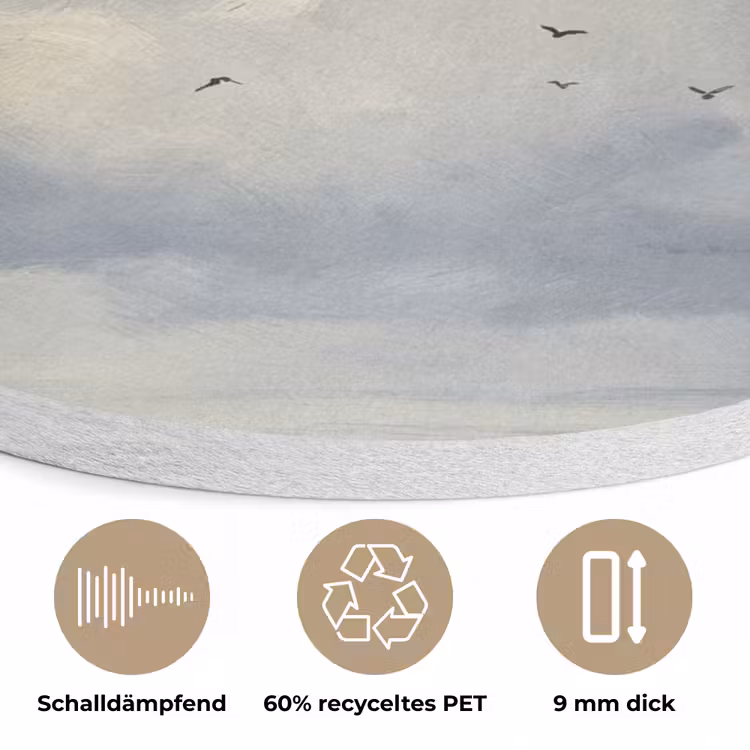 Lucht - Wolken - Natuur - Klassiek - Blauw Akoestische PET Vilt - Rond klein -closeup_DE