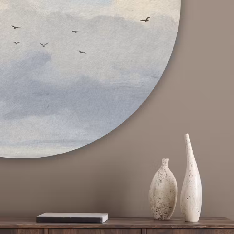 Lucht - Wolken - Natuur - Klassiek - Blauw Akoestische PET Vilt - Rond klein -sfeer5_closeup