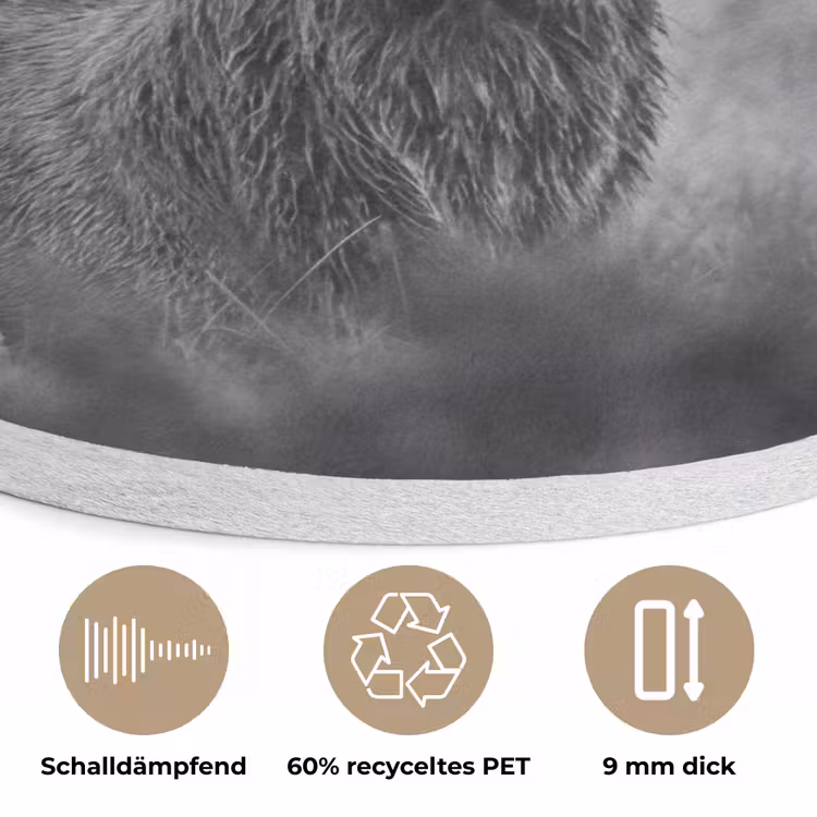 Hert - Mistig - Zwart - Wit Akoestische PET Vilt - Rond klein -closeup_DE