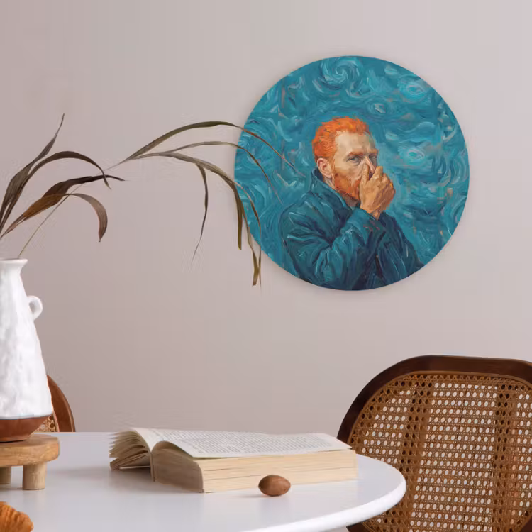 Portret - Klassiek - Blauw Akoestische PET Vilt - Rond klein -sfeer3