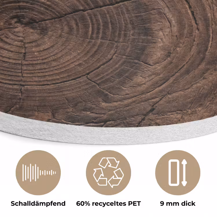Houtnerf - Textuur - Patroon - Bruin - Rustiek Akoestische PET Vilt - Rond klein -closeup_DE