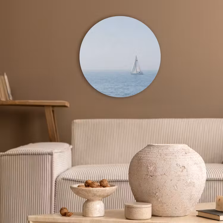 Horizon - Zeilboot - Zee Akoestische PET Vilt - Rond klein -sfeer1