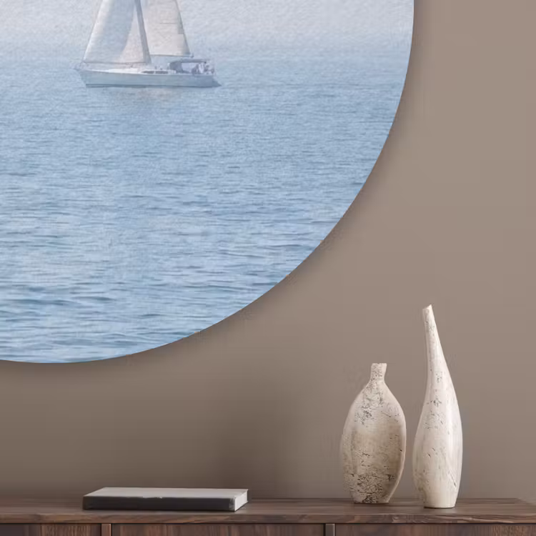 Horizon - Zeilboot - Zee Akoestische PET Vilt - Rond klein -sfeer5_closeup