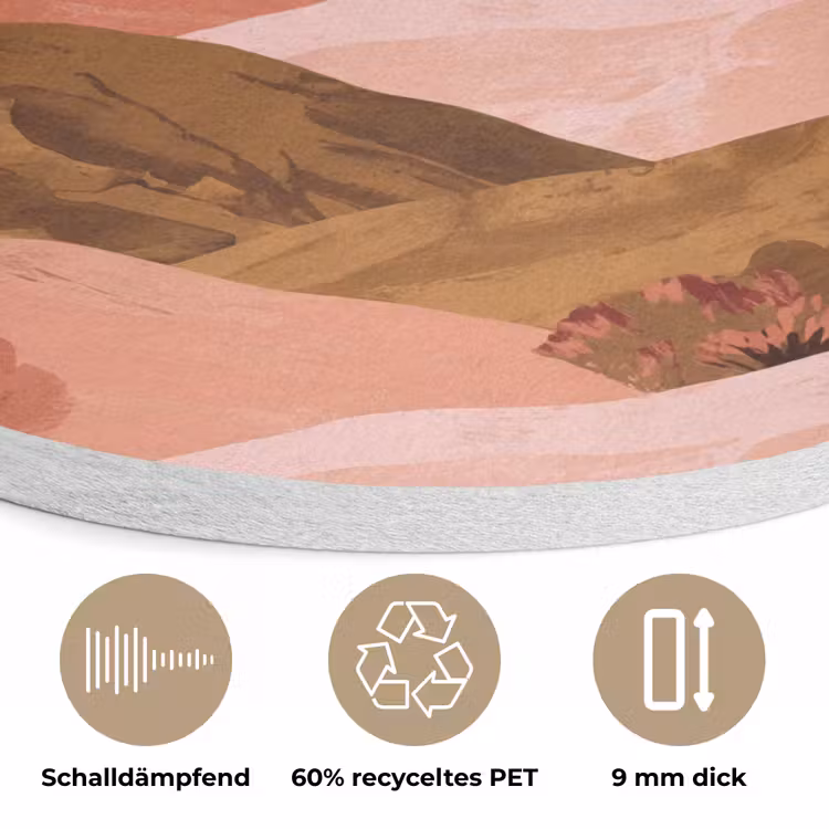 Heuvellandschap - Grafisch - Terracotta Akoestische PET Vilt - Rond klein -closeup_DE