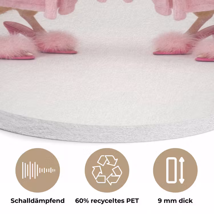 Kippen - Badjas - Krukspelden - Hakken Akoestische PET Vilt - Rond klein -closeup_DE