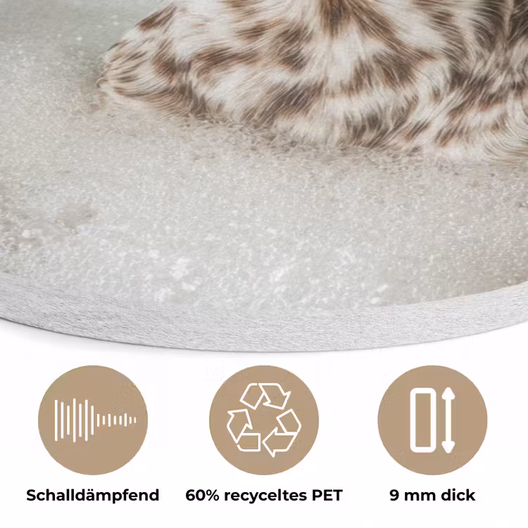 Hond - Bad - Champagne - Handdoek Akoestische PET Vilt - Rond klein -closeup_DE