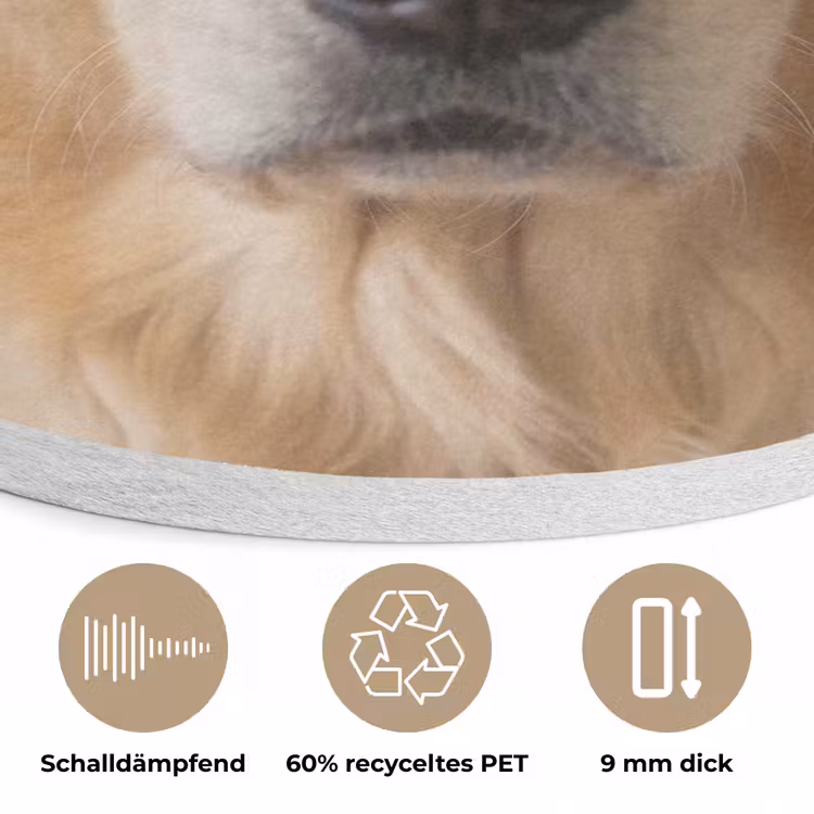 Hond - Badeend - Geel Akoestische PET Vilt - Rond klein -closeup_DE