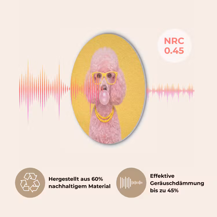 Hond - Kauwgum - Dieren - Modern - Roze Akoestische PET Vilt - Rond klein -USP_DE
