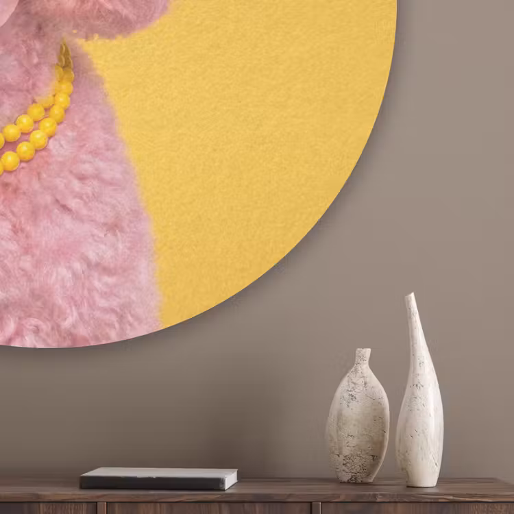 Hond - Kauwgum - Dieren - Modern - Roze Akoestische PET Vilt - Rond klein -sfeer5_closeup