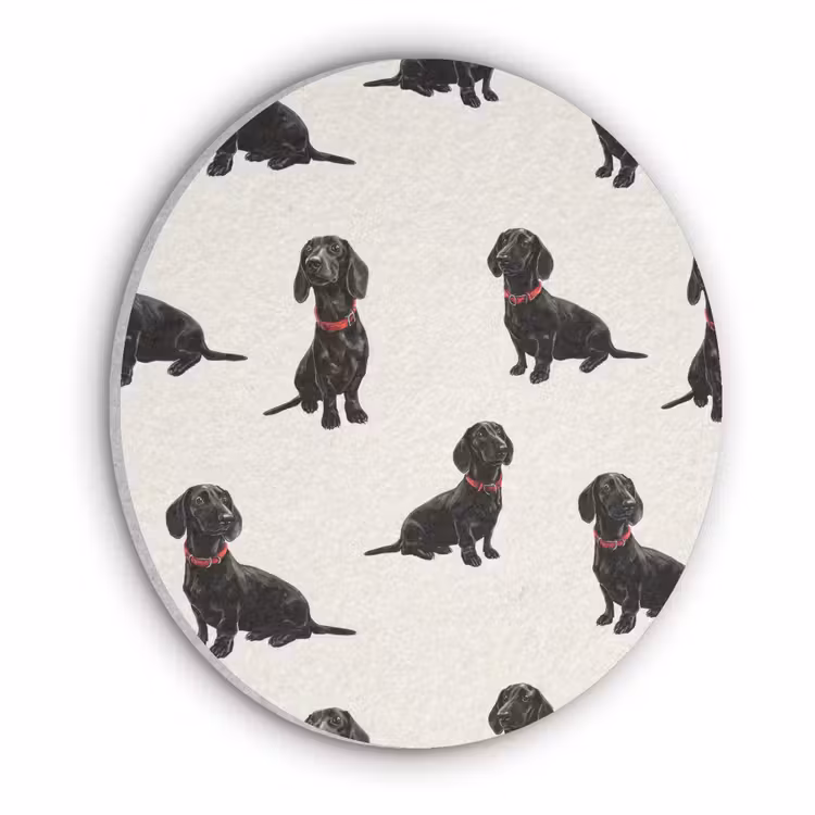Hond - Patroon - Zwart Akoestische PET Vilt - Rond klein 838 -3d