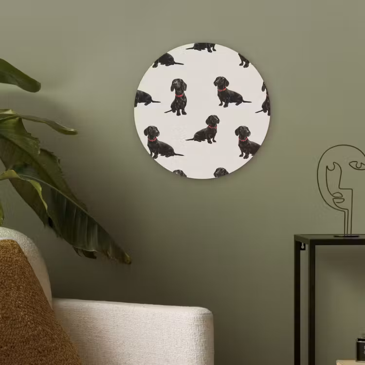 Hond - Patroon - Zwart Akoestische PET Vilt - Rond klein 838 -sfeer2