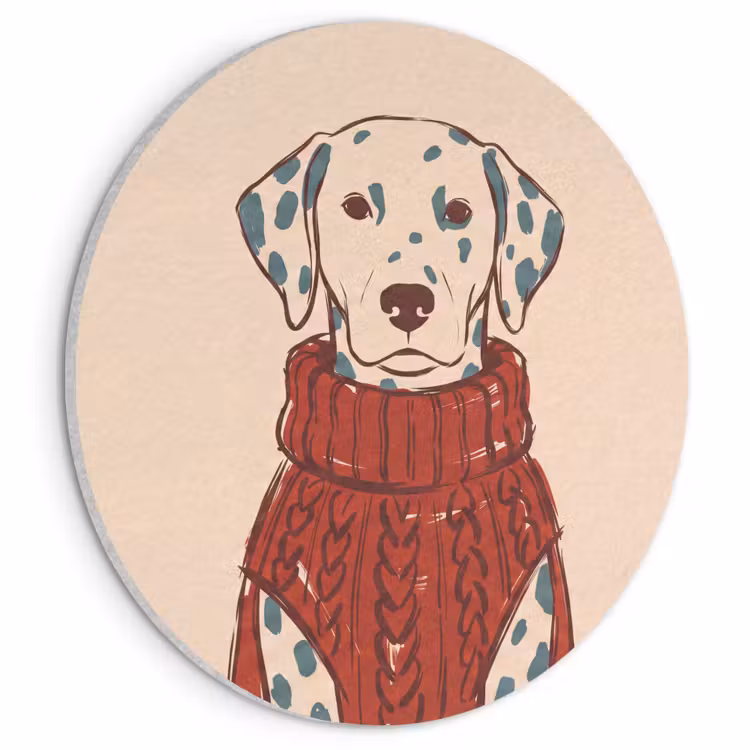 Hond - Trui - Winter - Dieren - Rood Akoestische PET Vilt - Rond klein -3d