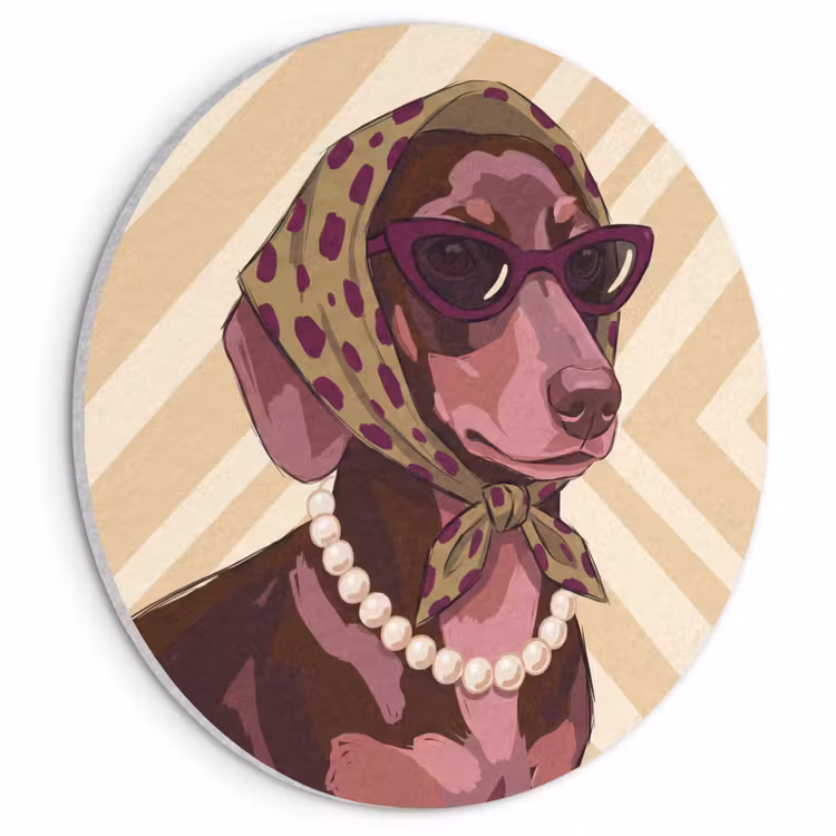 Hond - Zonnebril - Hoofddoek - Dieren - Modern Akoestische PET Vilt - Rond klein -3d