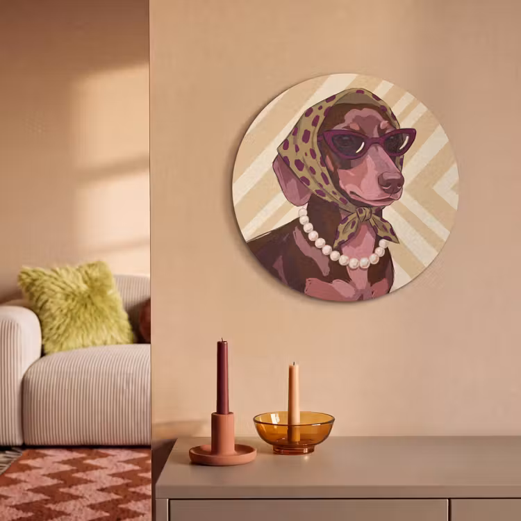 Hond - Zonnebril - Hoofddoek - Dieren - Modern Akoestische PET Vilt - Rond klein -sfeer1