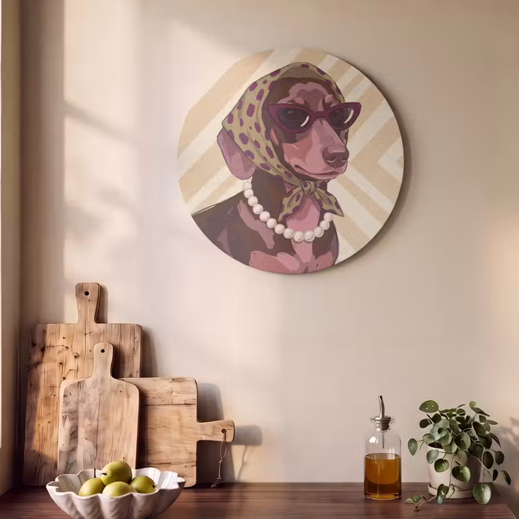 Hond - Zonnebril - Hoofddoek - Dieren - Modern Akoestische PET Vilt - Rond klein -sfeer2