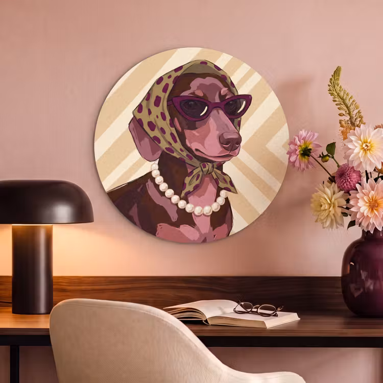 Hond - Zonnebril - Hoofddoek - Dieren - Modern Akoestische PET Vilt - Rond klein -sfeer3