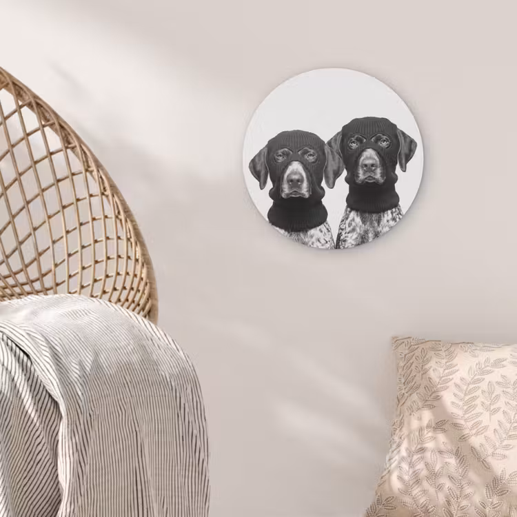 Honden - Bivakmuts - Zwart - wit Akoestische PET Vilt - Rond klein -sfeer4