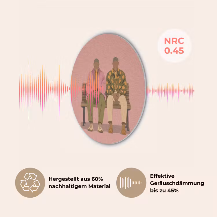 Illustratie - Bankje - Personen - Minimalistisch Akoestische PET Vilt - Rond klein -USP_DE