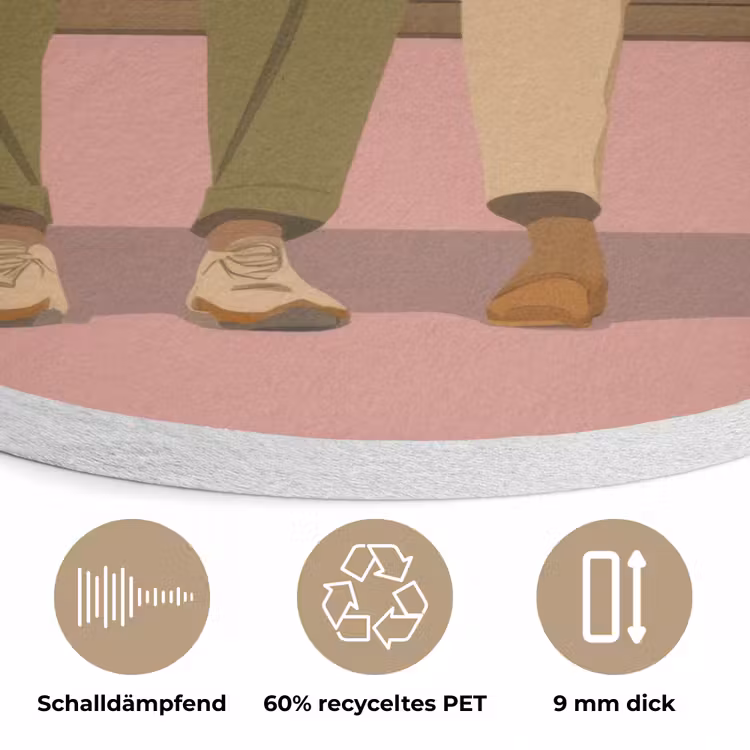 Illustratie - Bankje - Personen - Minimalistisch Akoestische PET Vilt - Rond klein -closeup_DE