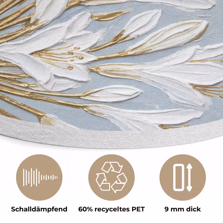 Illustratie - Bloemen - Blauw Akoestische PET Vilt - Rond klein -closeup_DE