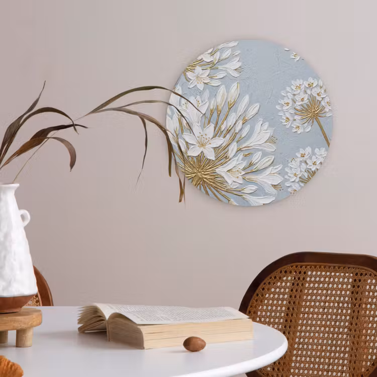 Illustratie - Bloemen - Blauw Akoestische PET Vilt - Rond klein -sfeer3