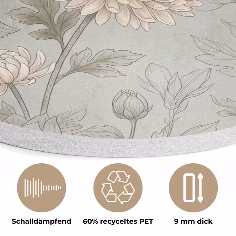 Illustratie - Bloemen - Groen Akoestische PET Vilt - Rond klein -closeup_DE
