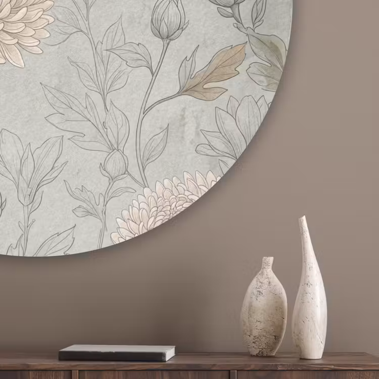 Illustratie - Bloemen - Groen Akoestische PET Vilt - Rond klein -sfeer5_closeup