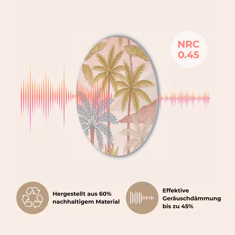 Illustratie - Palmbomen - Kleurrijk Akoestische PET Vilt - Rond klein -USP_DE