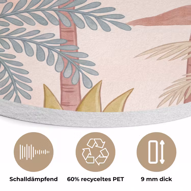 Illustratie - Palmbomen - Kleurrijk Akoestische PET Vilt - Rond klein -closeup_DE
