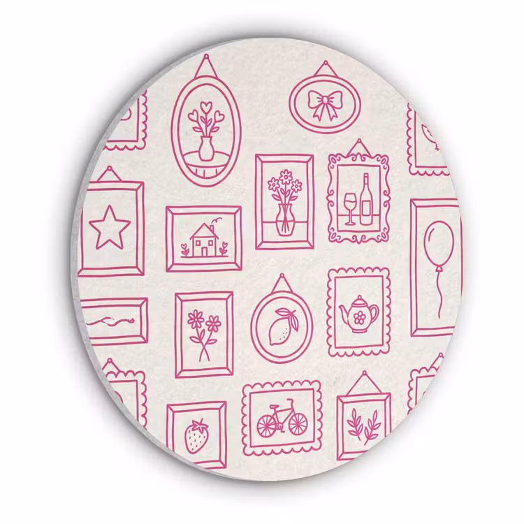 Illustratie - Collectie - Kunst - Minimalistisch - Roze Akoestische PET Vilt - Rond klein -3d