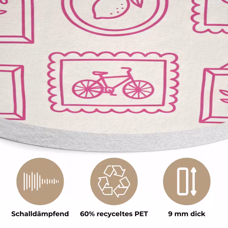 Illustratie - Collectie - Kunst - Minimalistisch - Roze Akoestische PET Vilt - Rond klein -closeup_DE
