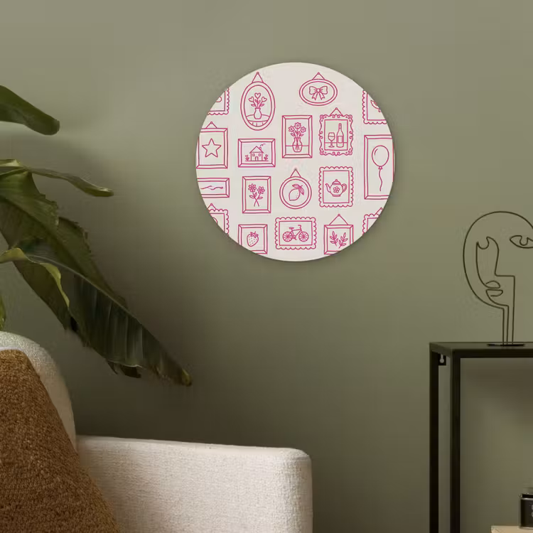 Illustratie - Collectie - Kunst - Minimalistisch - Roze Akoestische PET Vilt - Rond klein -sfeer2