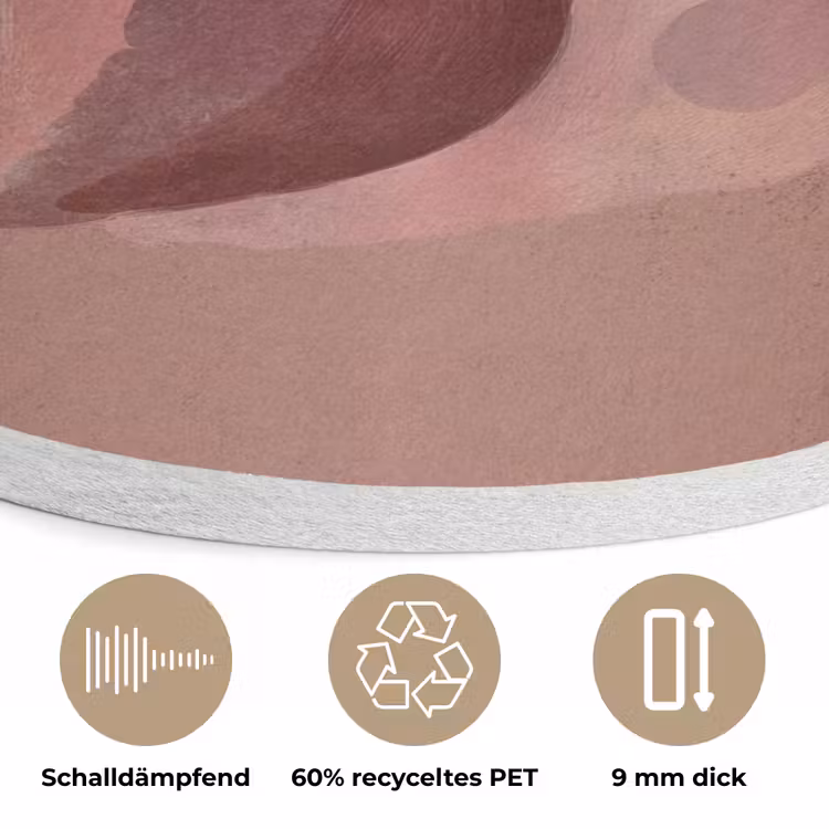 Illustratie - Vogels - Abstract - Roze Akoestische PET Vilt - Rond klein -closeup_DE